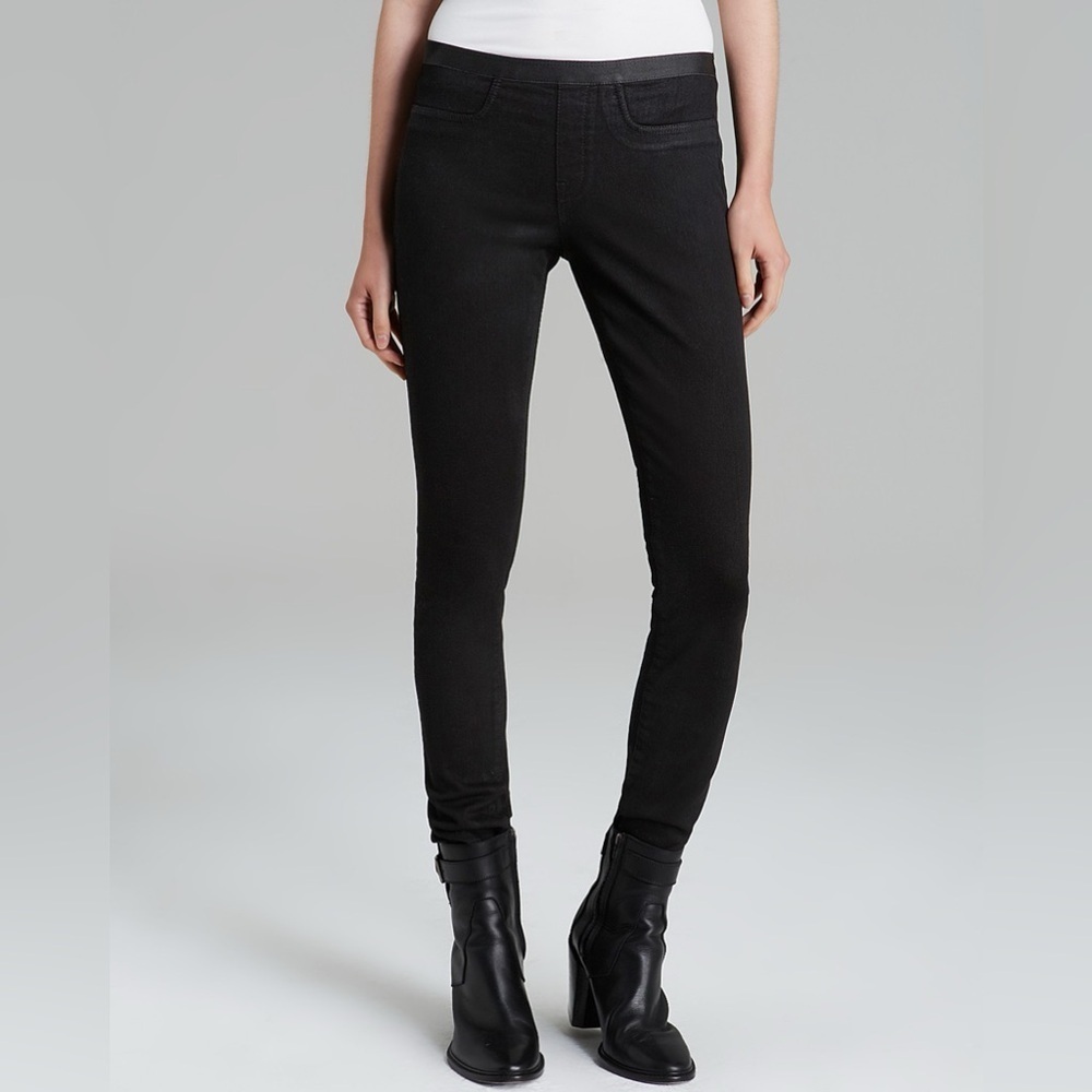 Helmut Lang Coated Stretch Cotton Black Mid-Rise Skinny Legging Jeans EUC Sz 31